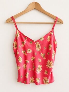 Vintage‎ Victoria’s Secret Silk Daisy Floral Cami Top Pink 1990s Size M